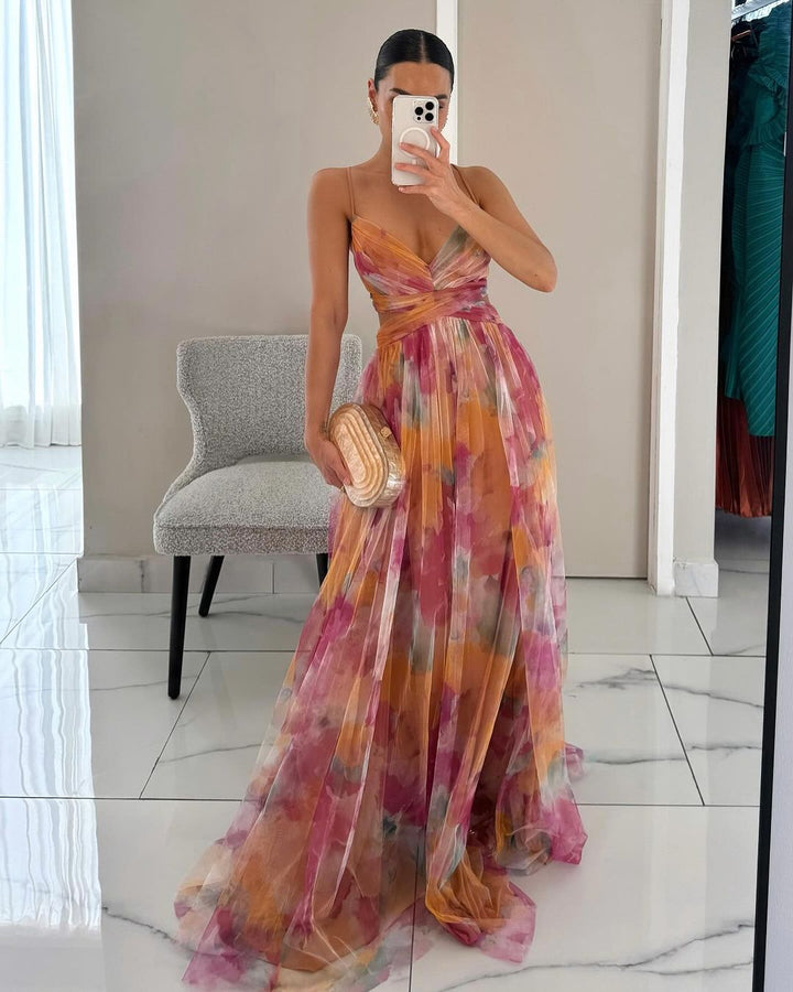 Alison | Pleated Floral Maxi Summer Dress