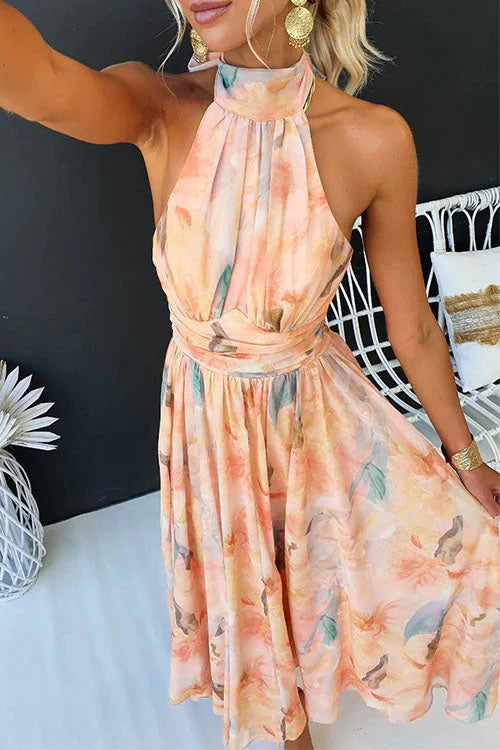 Harper | Watercolor Halter Maxi Dress