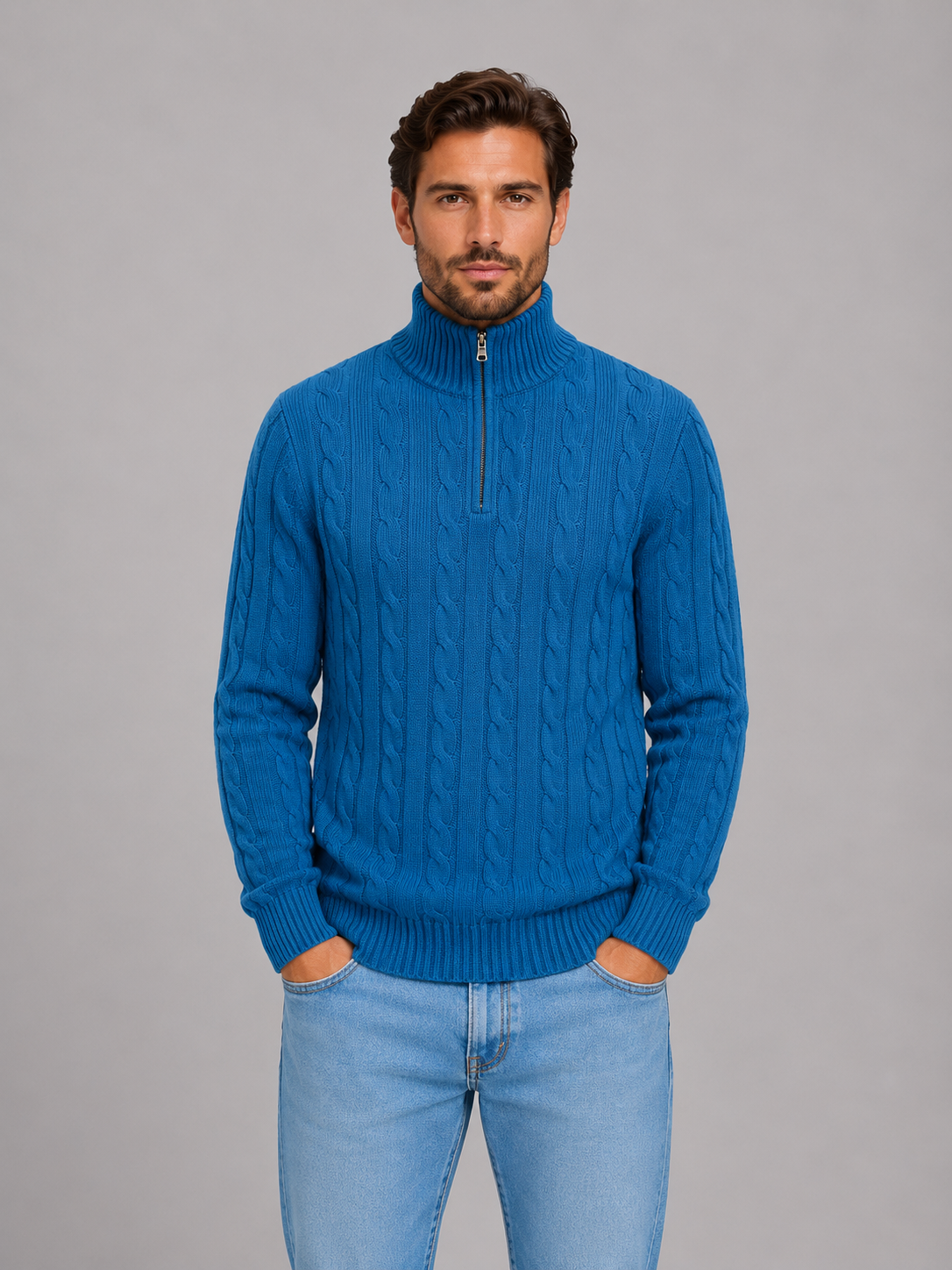 Maximilian | Cable Knit Quarter Zip Jumper