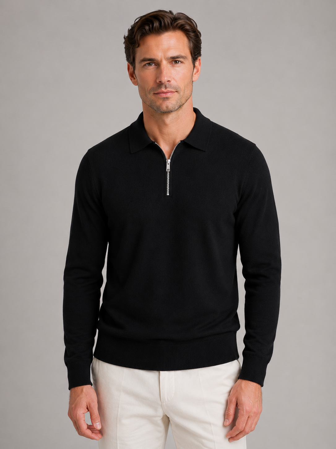 Charles | Quarter Zip Polo Sweater Fine Knit