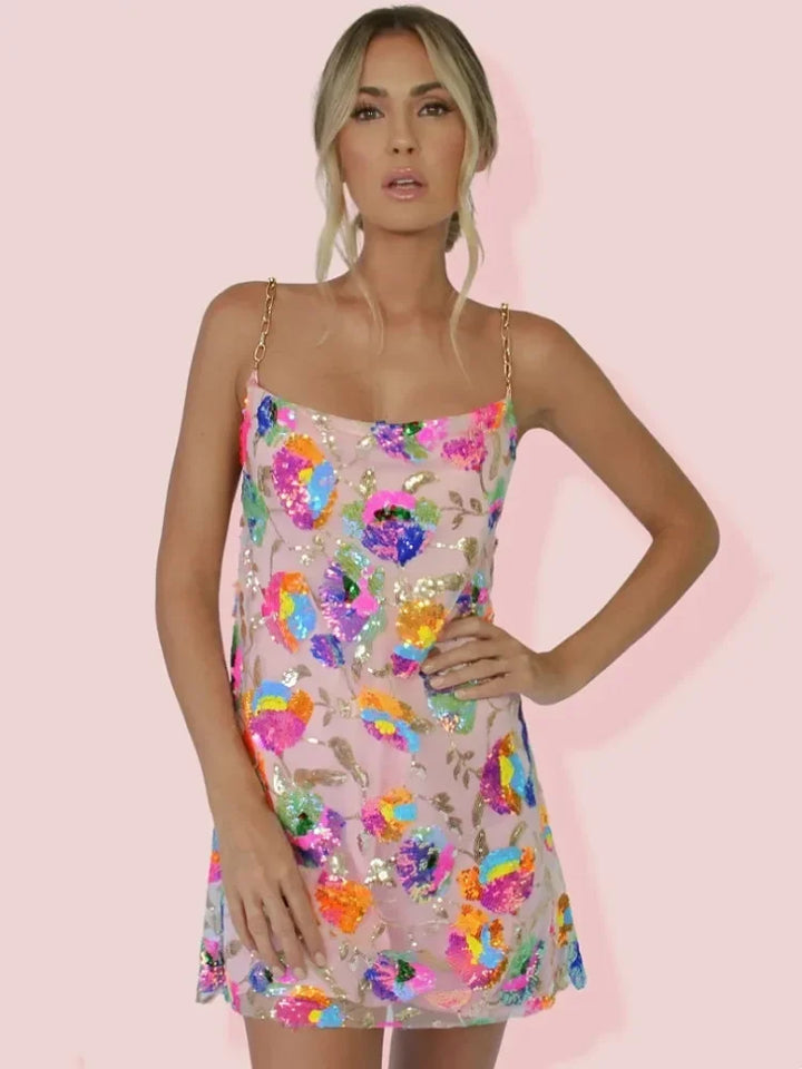 Victoria | Floral Sequin Mini Dress