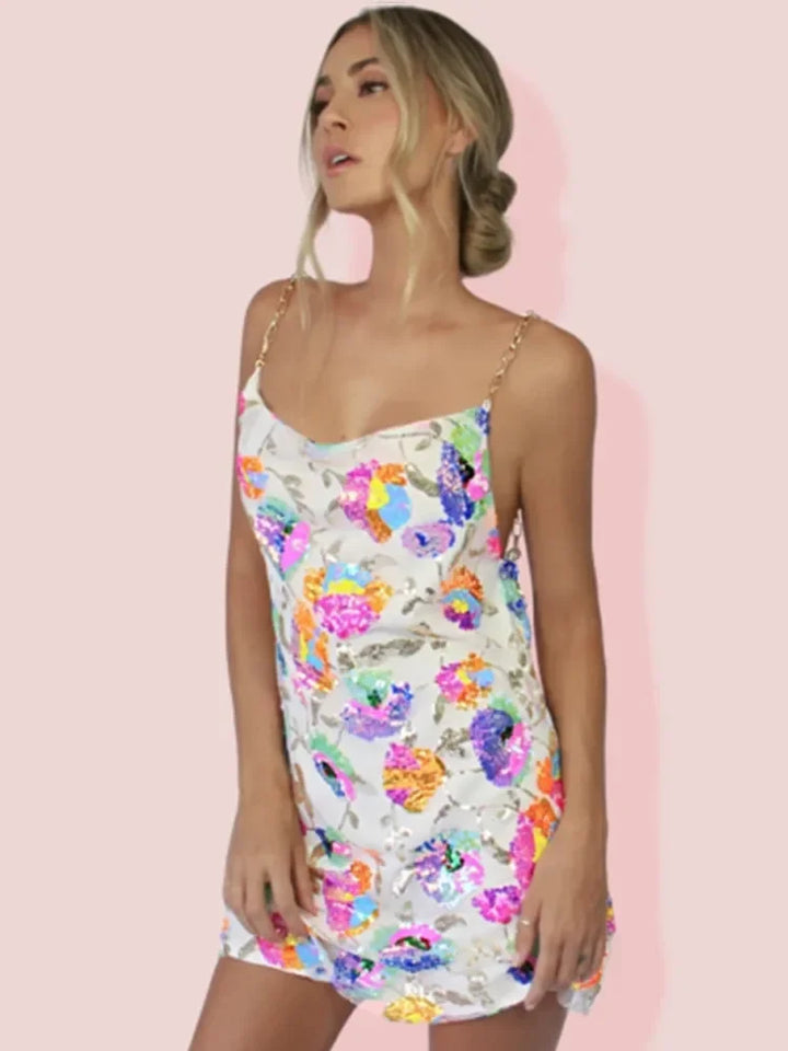 Victoria | Floral Sequin Mini Dress