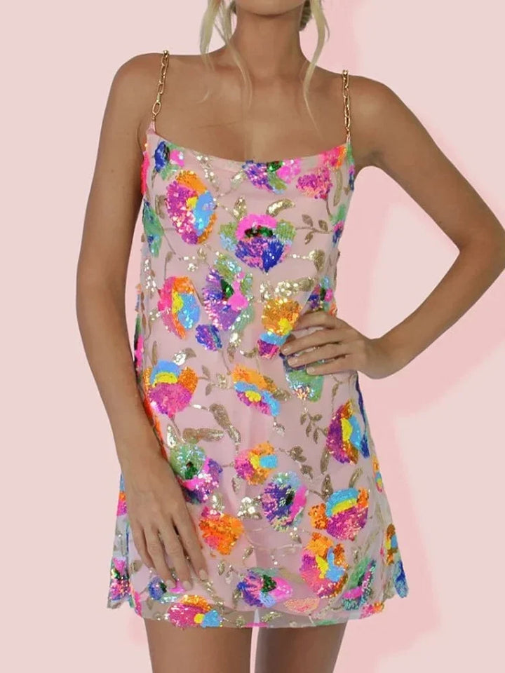 Victoria | Floral Sequin Mini Dress