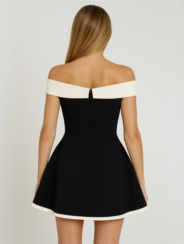 Ellie | Off-Shoulder Contrast Mini Dress