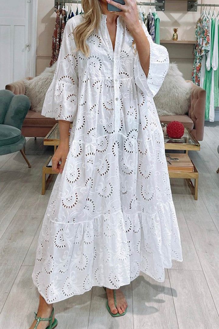 Lucy | Eyelet Embroidered Maxi Dress