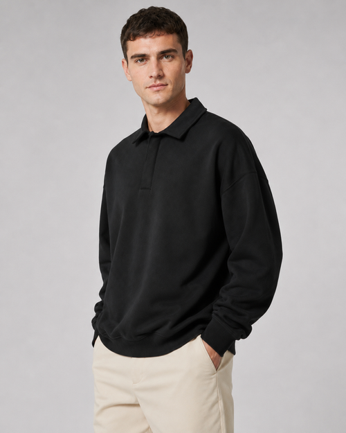 Aaron polo collar oversized sweatshirt - front view 2