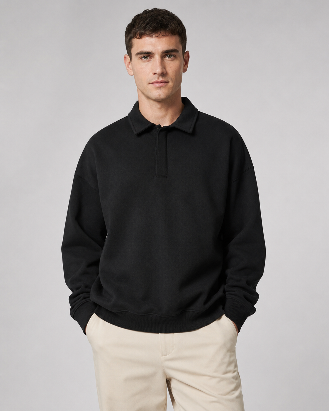 Aaron polo collar oversized sweatshirt - side view