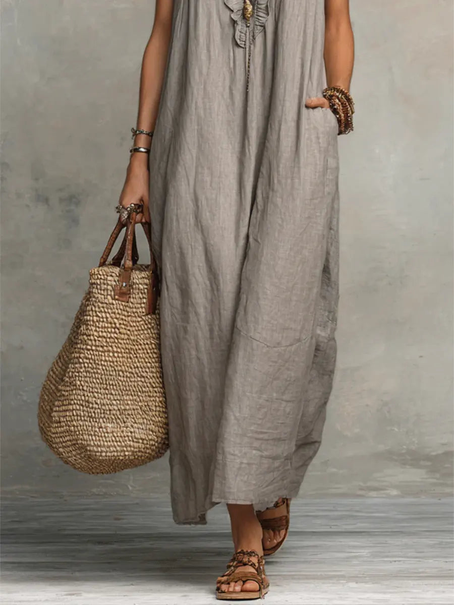 Adele | Ruffle V-Neck Maxi Dress