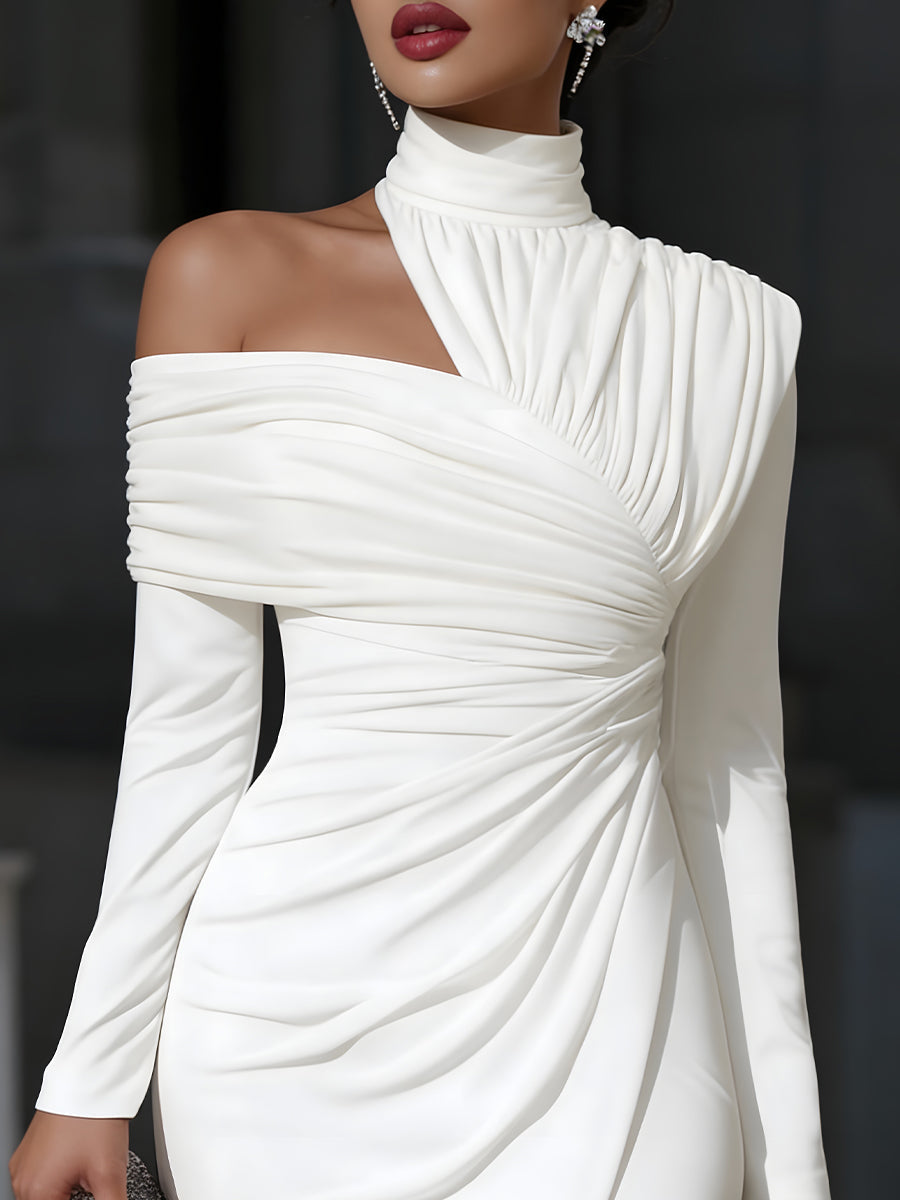 Adria | One Shoulder Draped Midi Dress