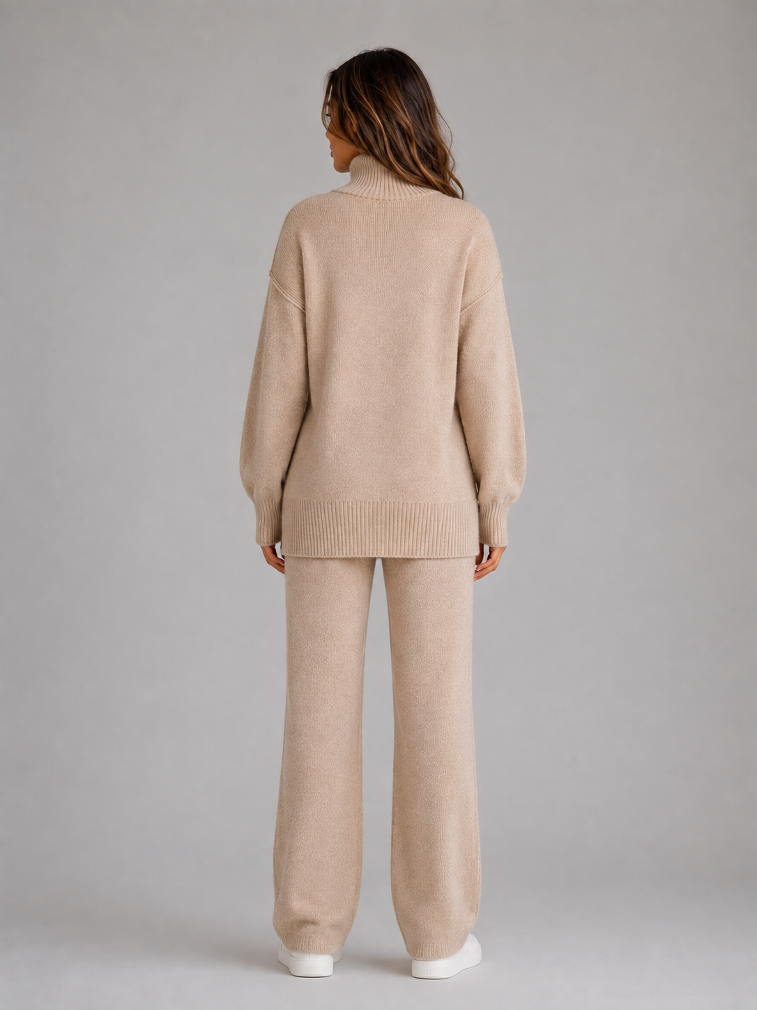 Agnes oversized knitted lounge set roll neck - side view