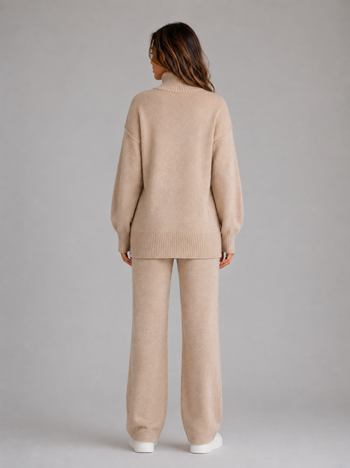 Agnes oversized knitted lounge set roll neck - side view