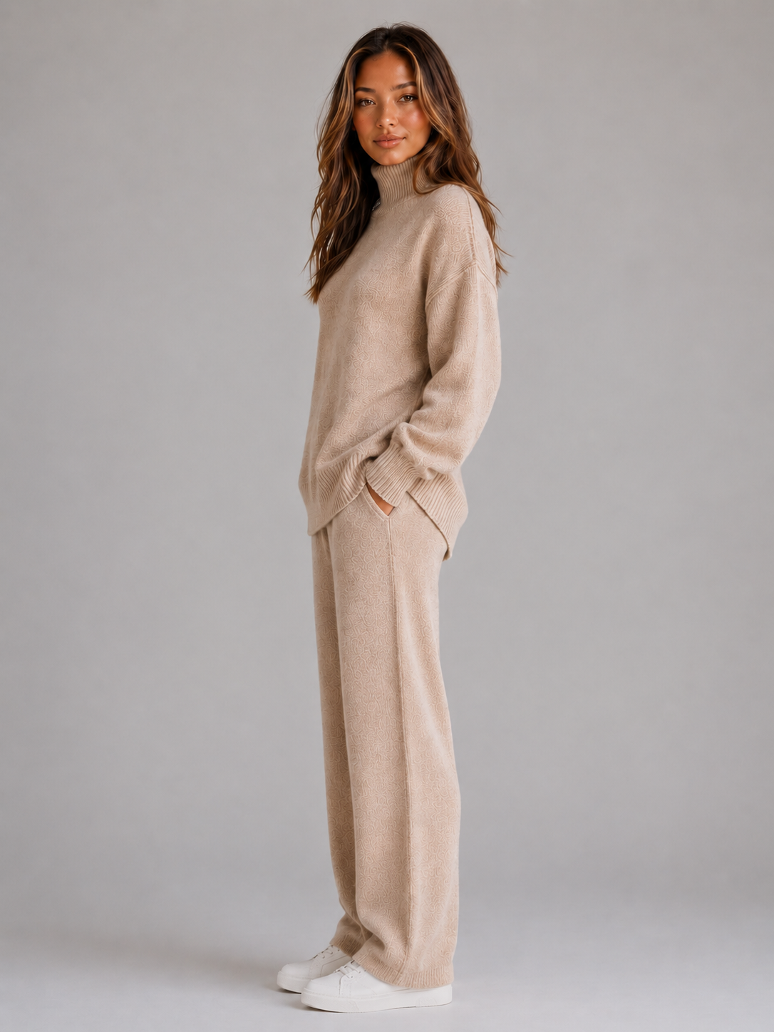 Agnes oversized knitted lounge set roll neck - back view