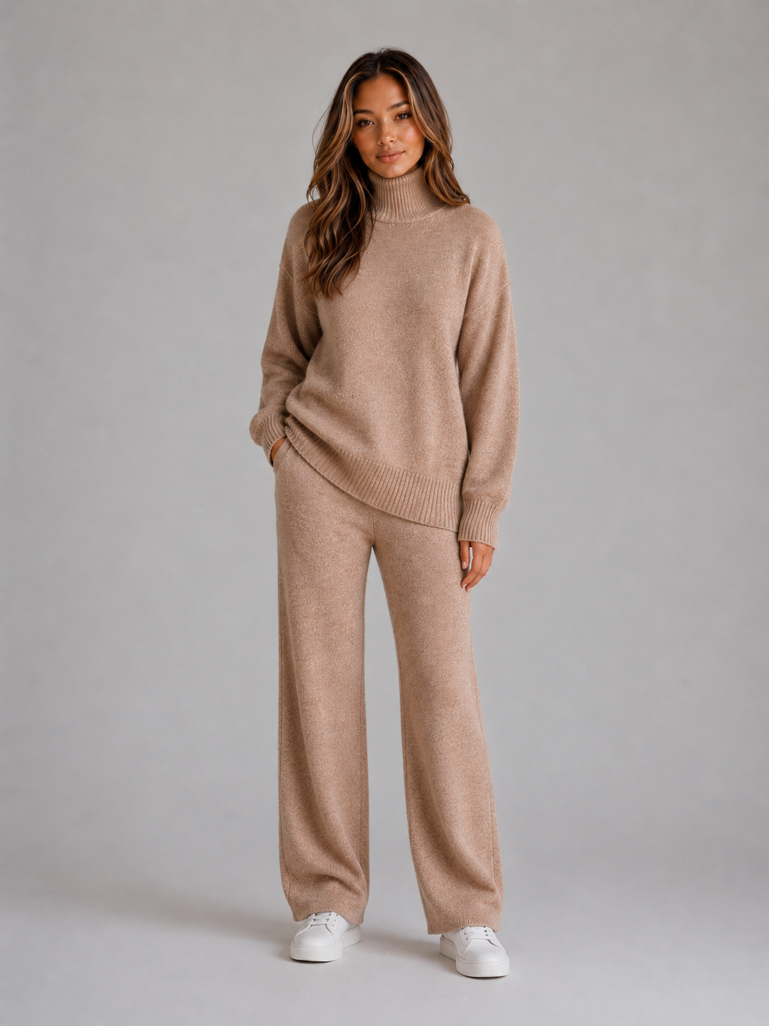 Agnes oversized knitted lounge set roll neck - color options 1