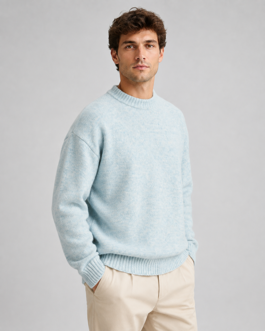 Alan wool crewneck sweater marled knit - front view
