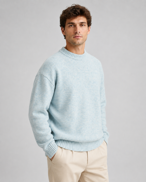 Alan wool crewneck sweater marled knit - front view