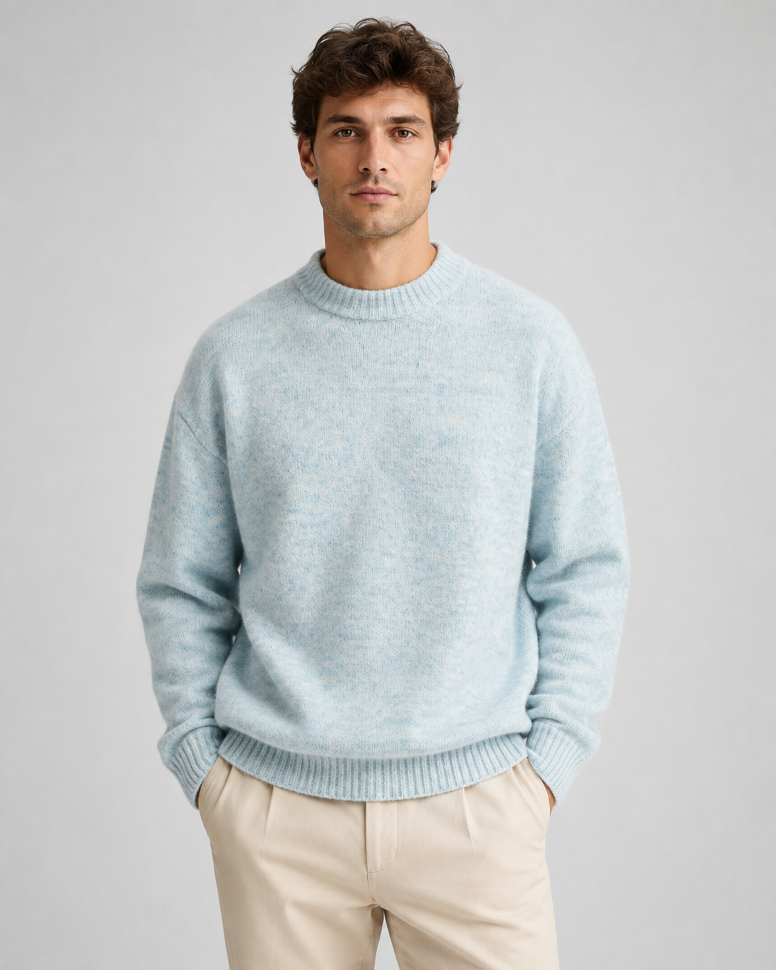 Alan wool crewneck sweater marled knit - side view