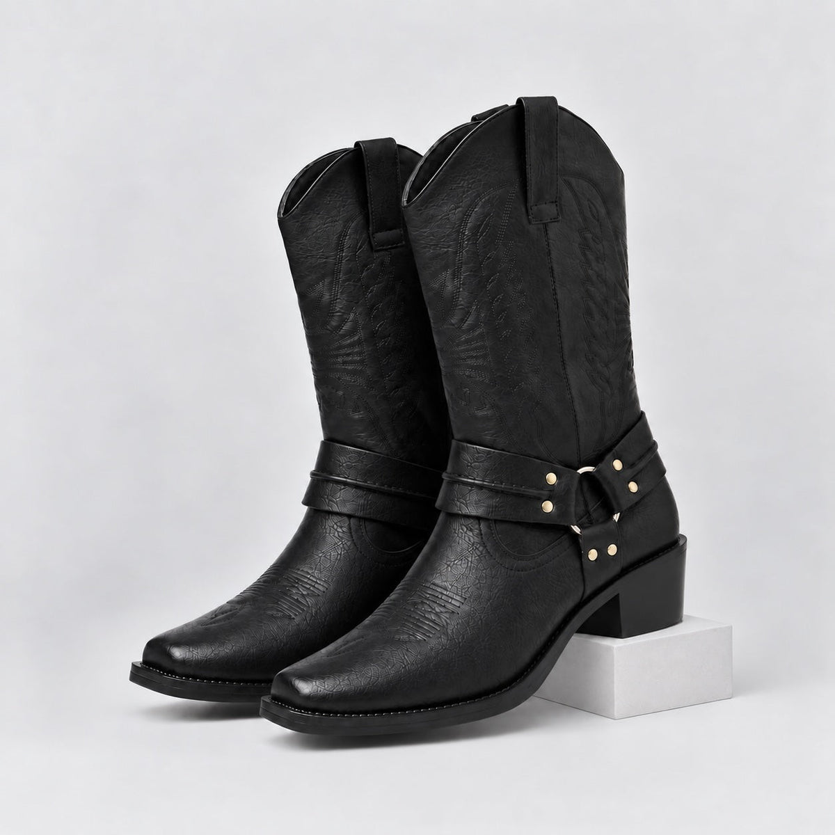 Alderic | Embossed Leather Western Boots