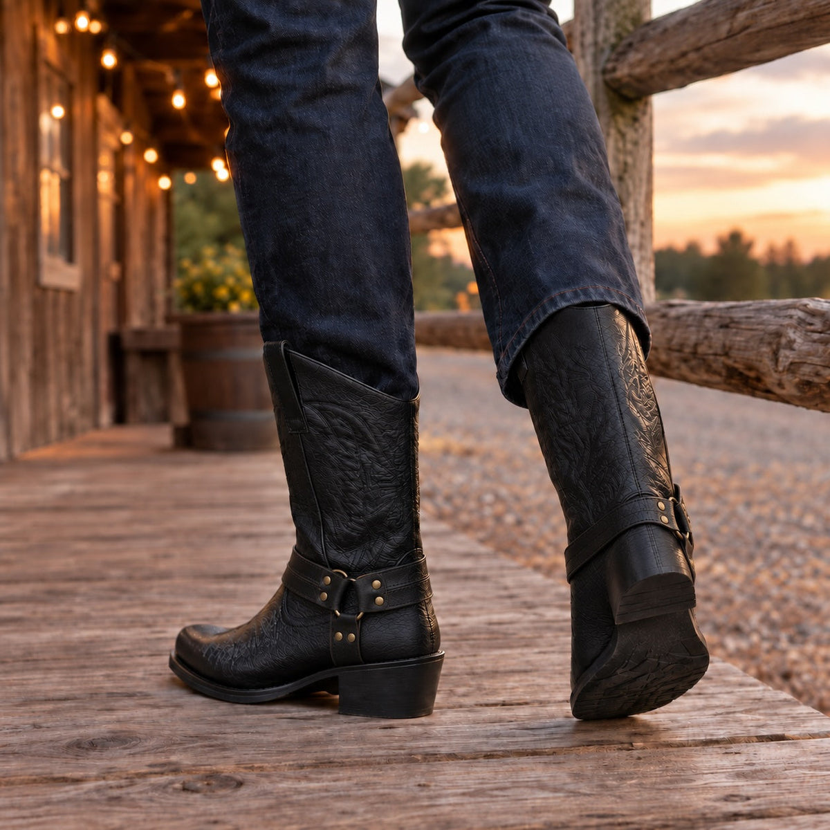 Alderic | Embossed Leather Western Boots
