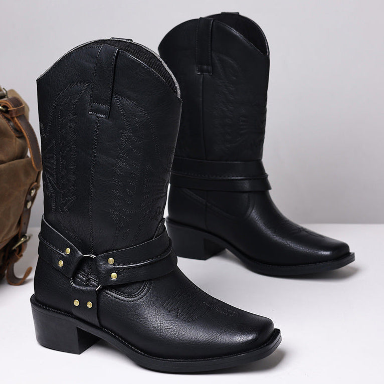Alderic | Embossed Leather Western Boots