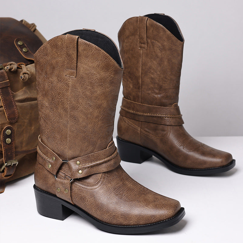 Alderic | Embossed Leather Western Boots