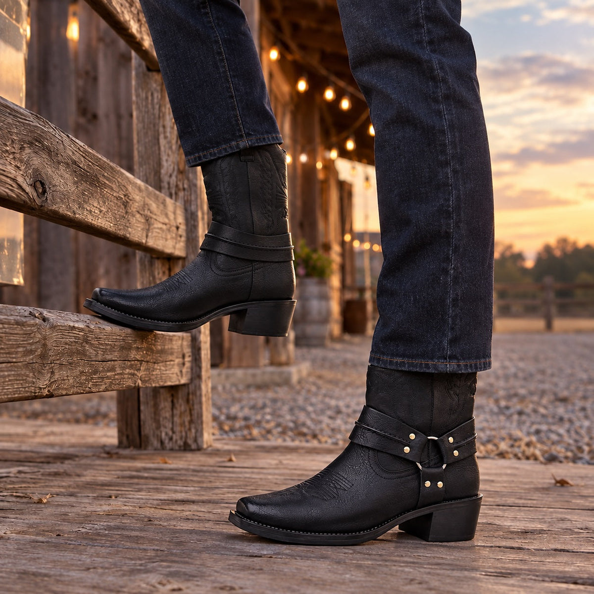 Alderic | Embossed Leather Western Boots