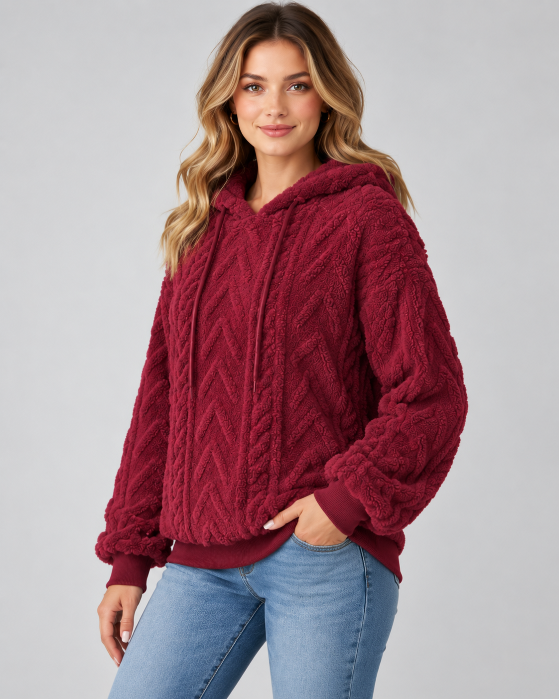 Alessandra | Cable-Knit Textured Hoodie