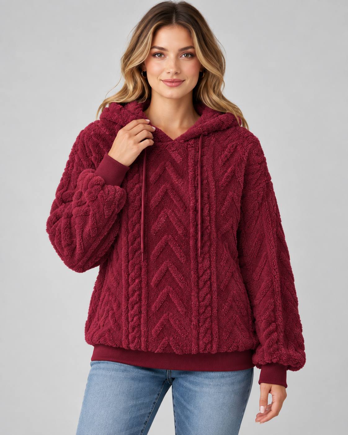 Alessandra | Cable-Knit Textured Hoodie