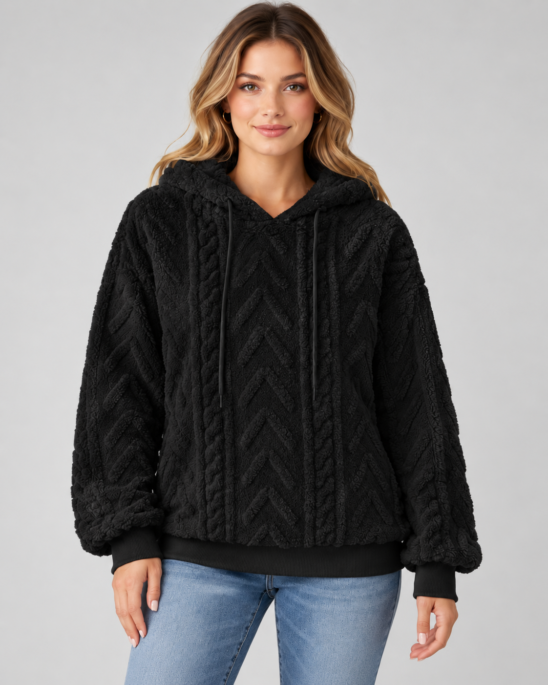 Alessandra | Cable-Knit Textured Hoodie