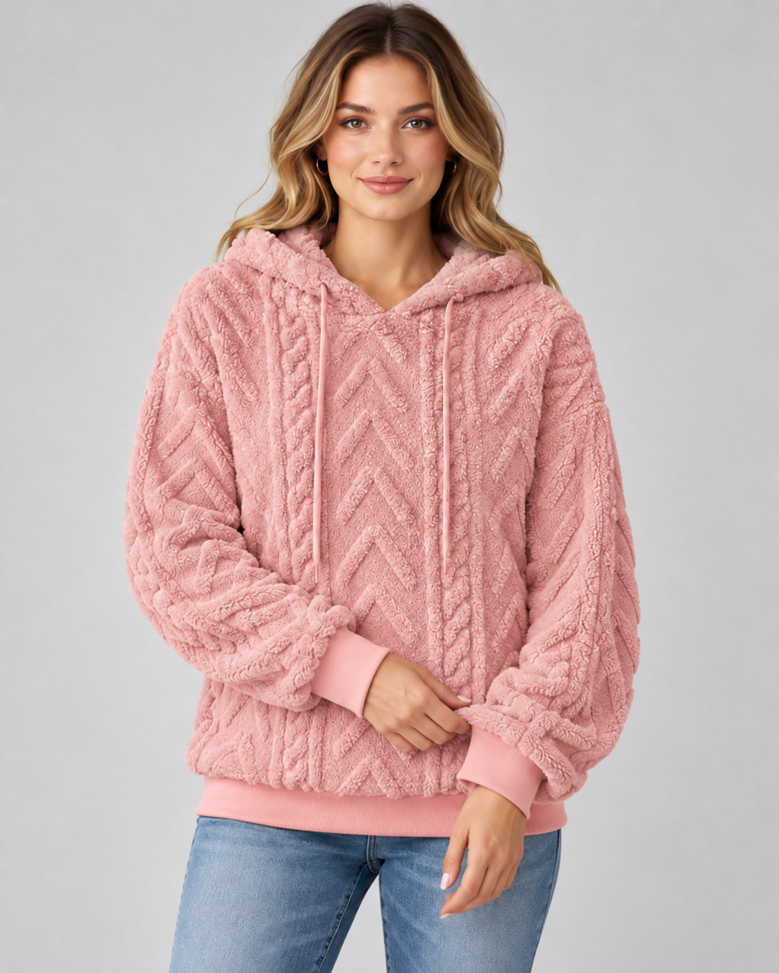 Alessandra | Cable-Knit Textured Hoodie