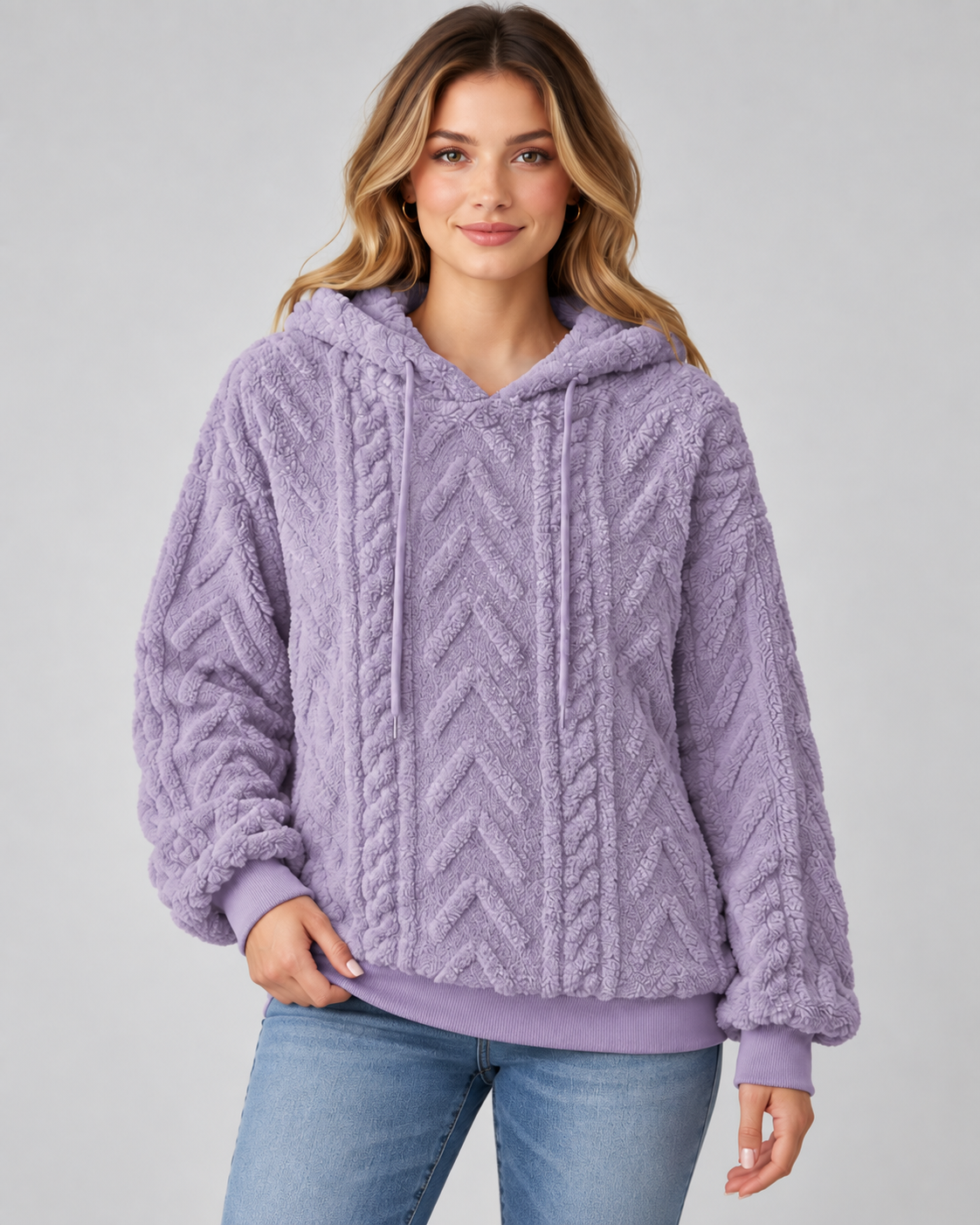 Alessandra | Cable-Knit Textured Hoodie
