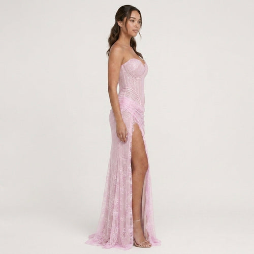 Aline | Lace Corset Wedding Guest Maxi Dress