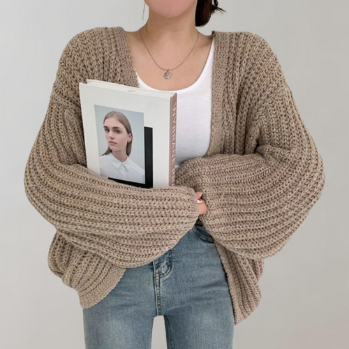 Alvina oversized textured knit cardigan, khaki