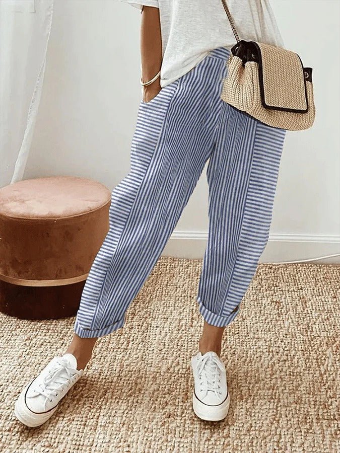 Amara striped tapered leg trousers - front view