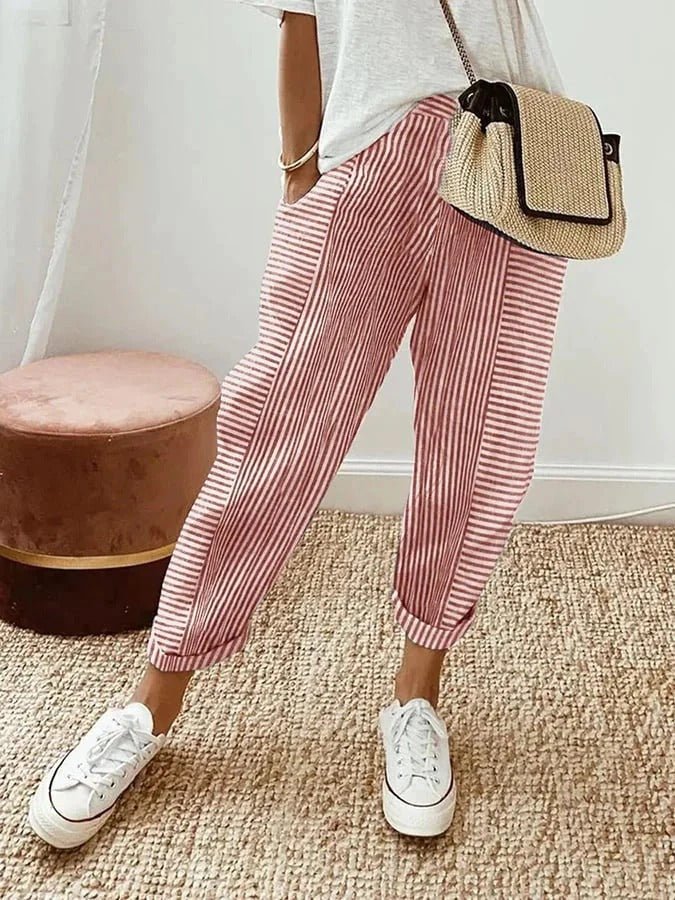 Amara striped tapered leg trousers - side view