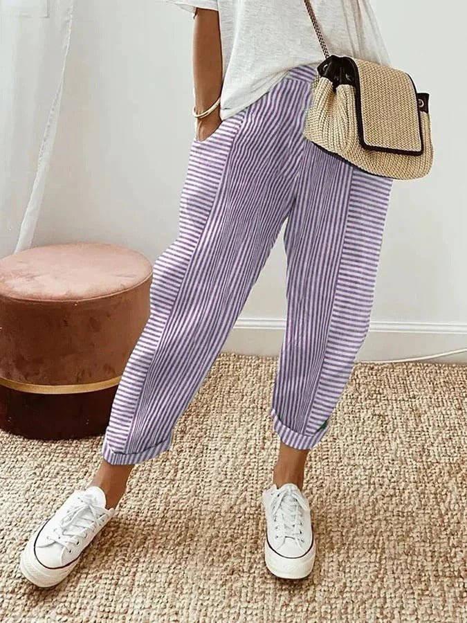 Amara striped tapered leg trousers - back view