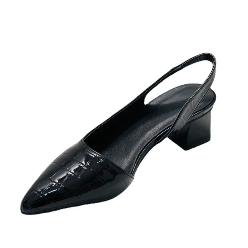 Amelia | Pointed Toe Slingback Block Heel Pumps