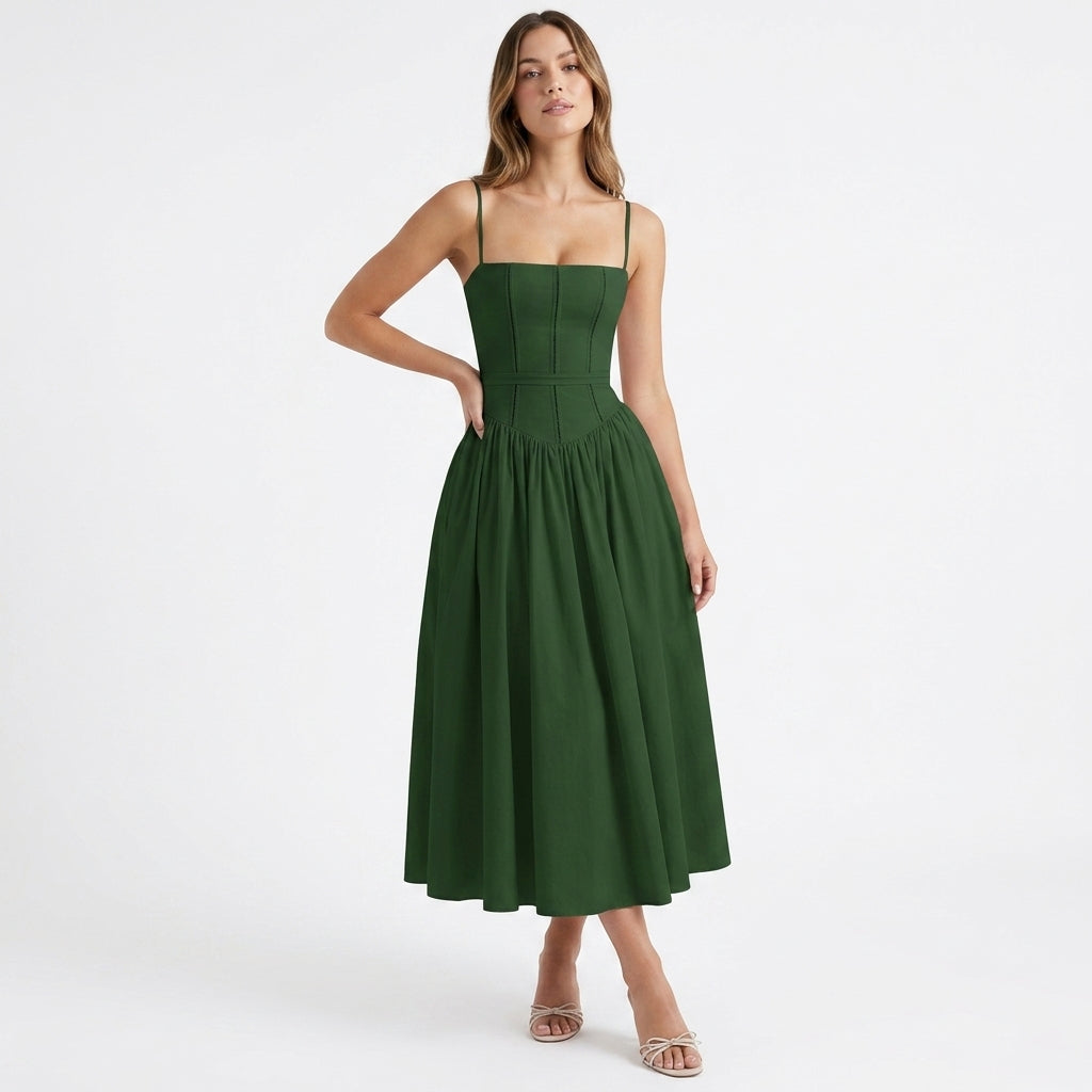 Amelie | Corset Wedding Guest Midi Dress