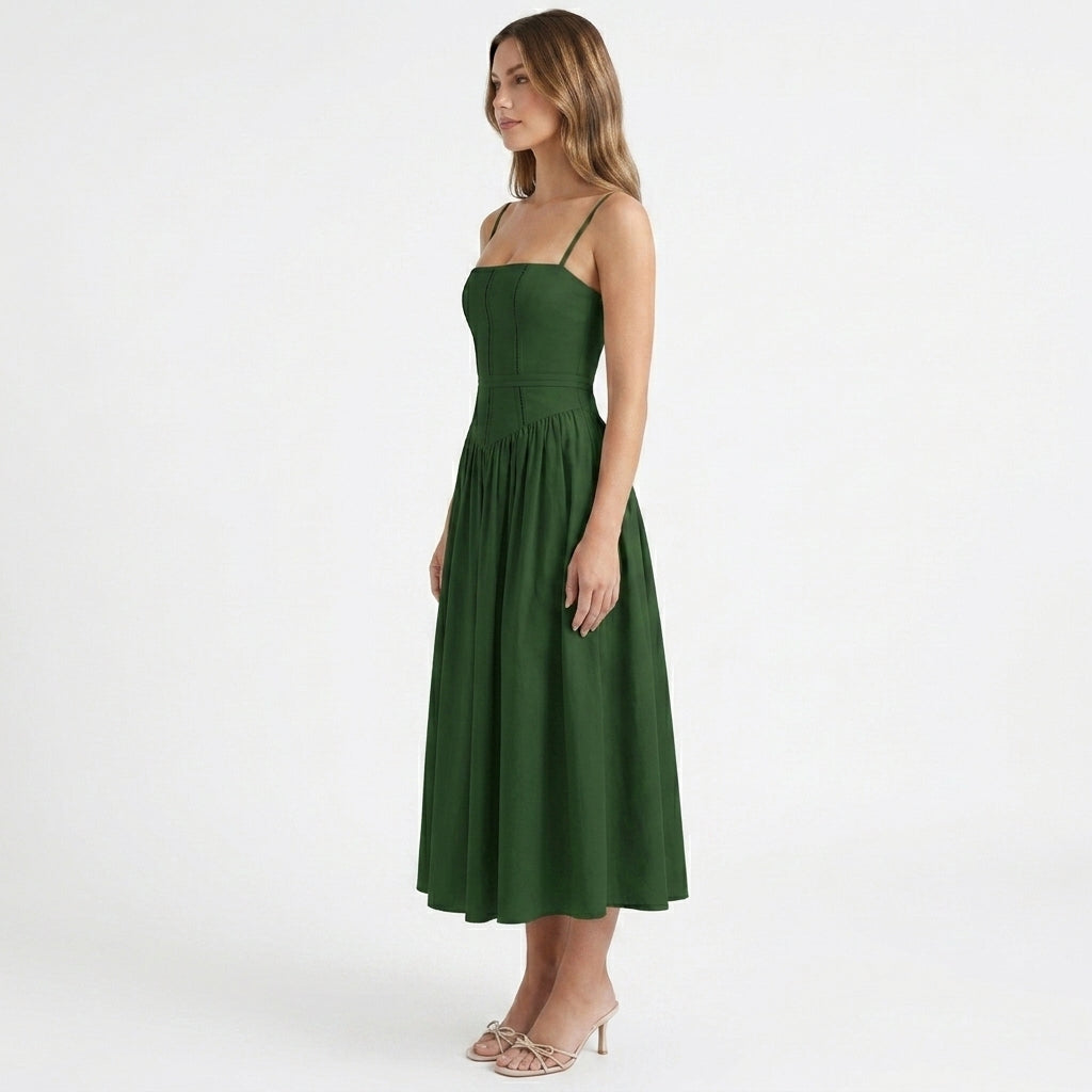 Amelie | Corset Wedding Guest Midi Dress