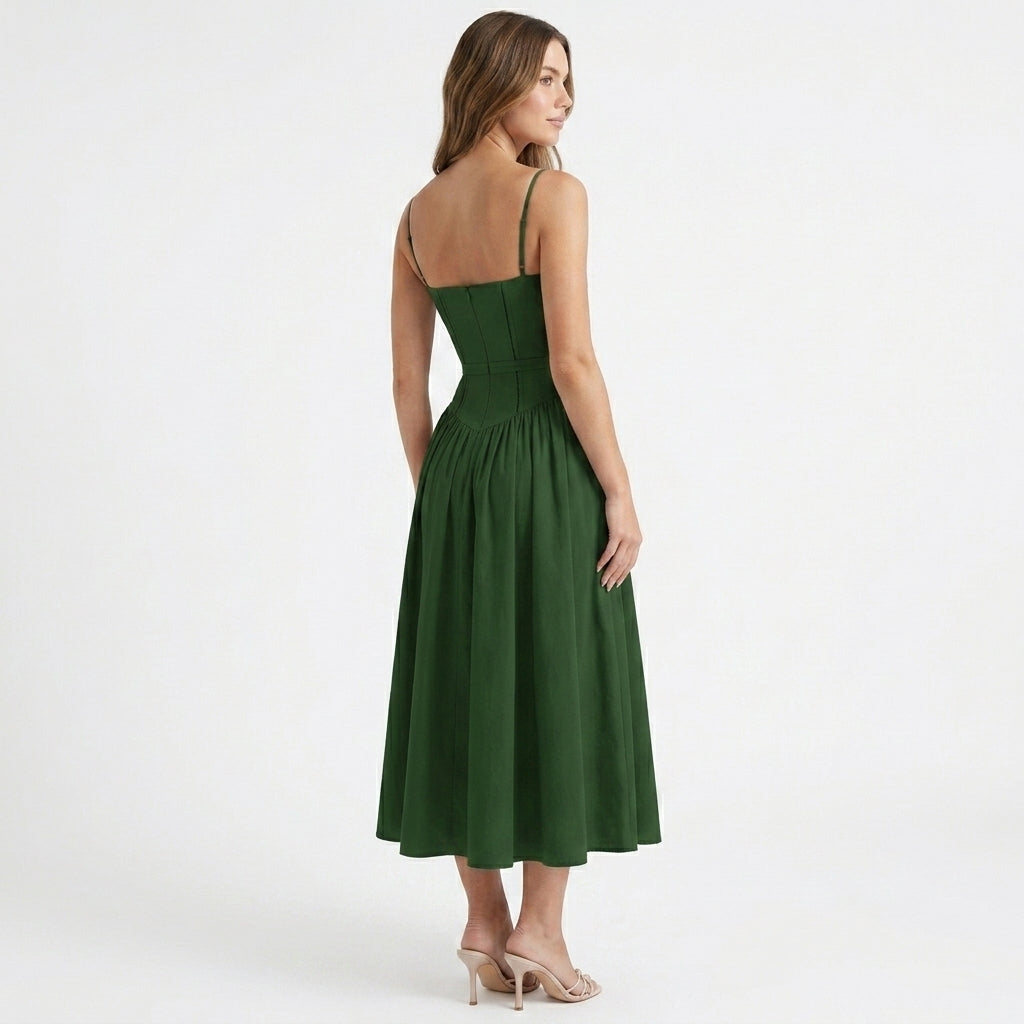 Amelie | Corset Wedding Guest Midi Dress