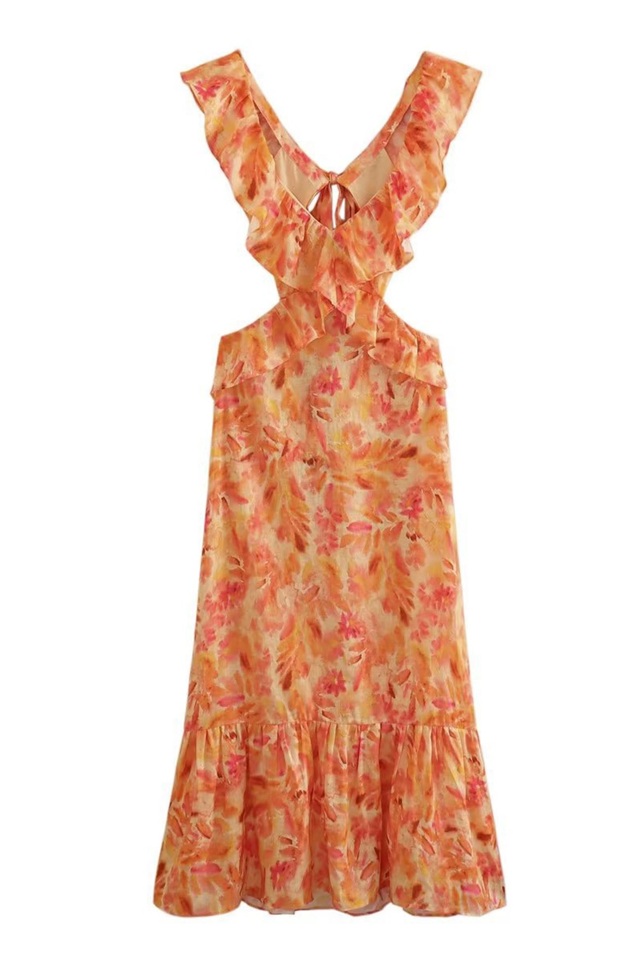 Floral patterned dress on a white background
