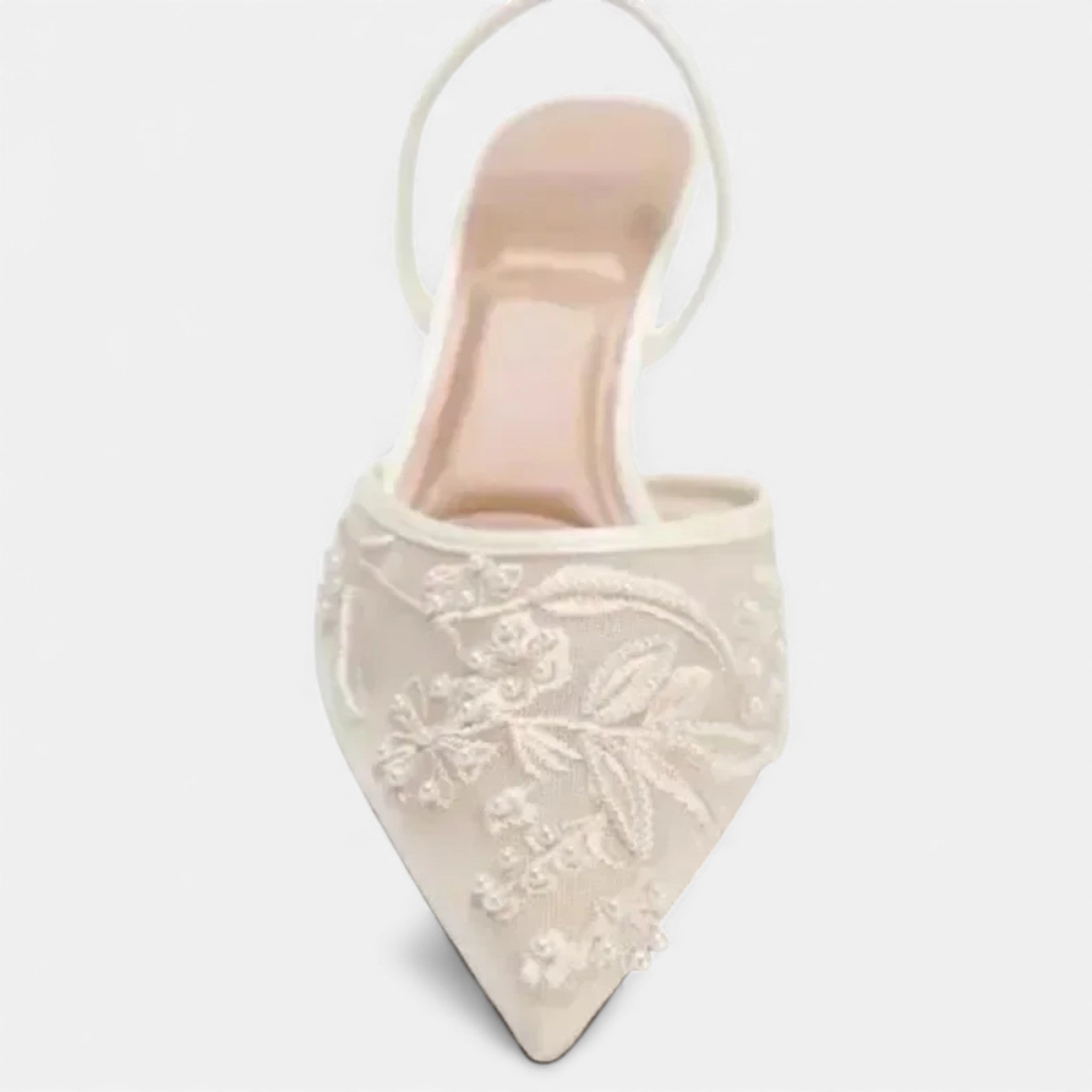 Anna | Embroidered Mesh Pointed Toe Mule Heels