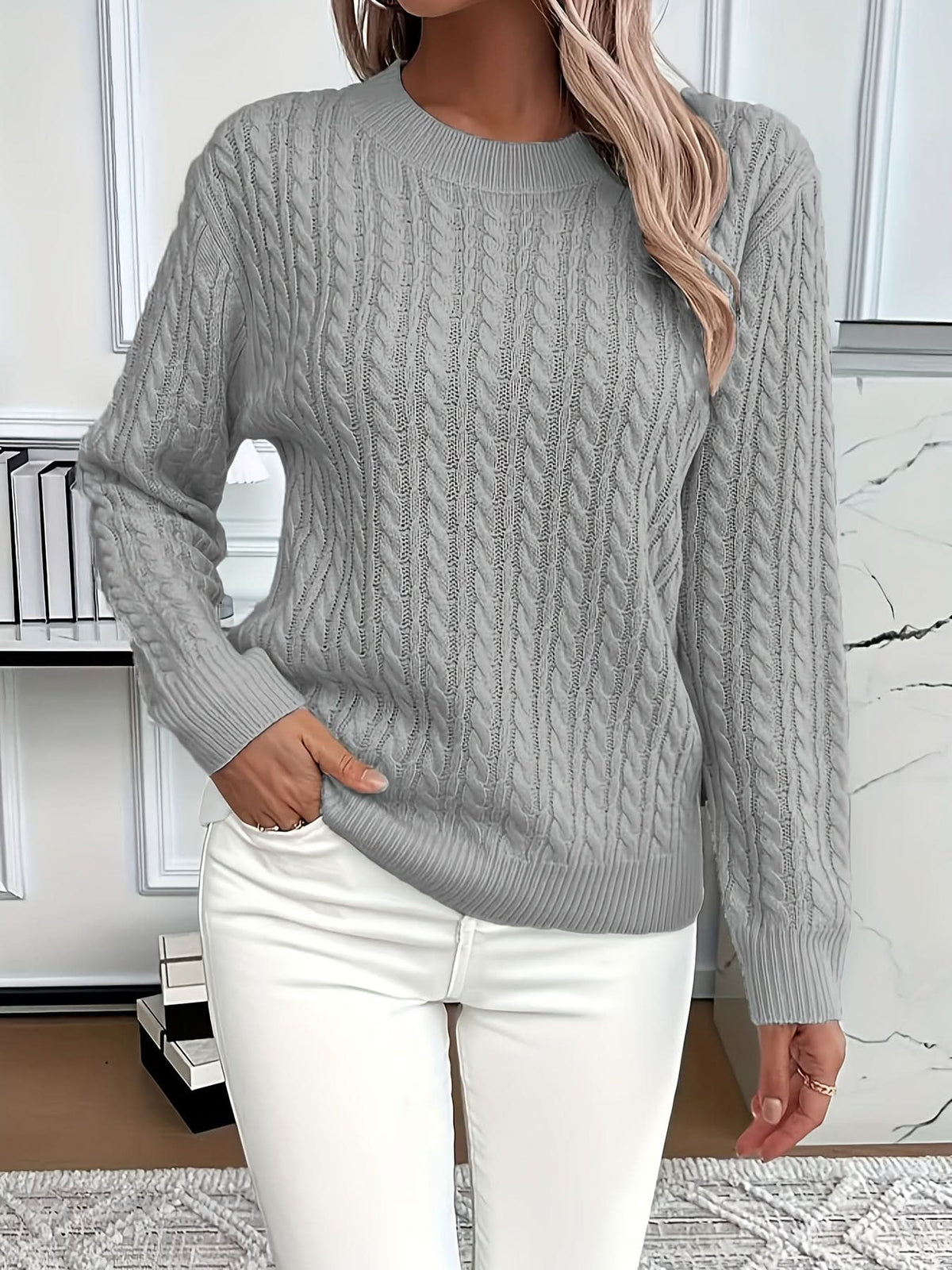 Anna cable sweater - full look