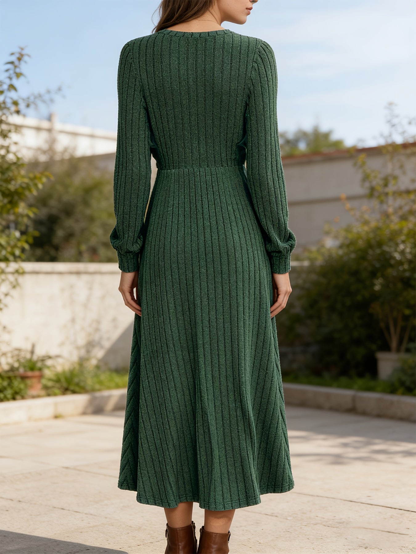 Anouk fall striped midi dress - fabric detail