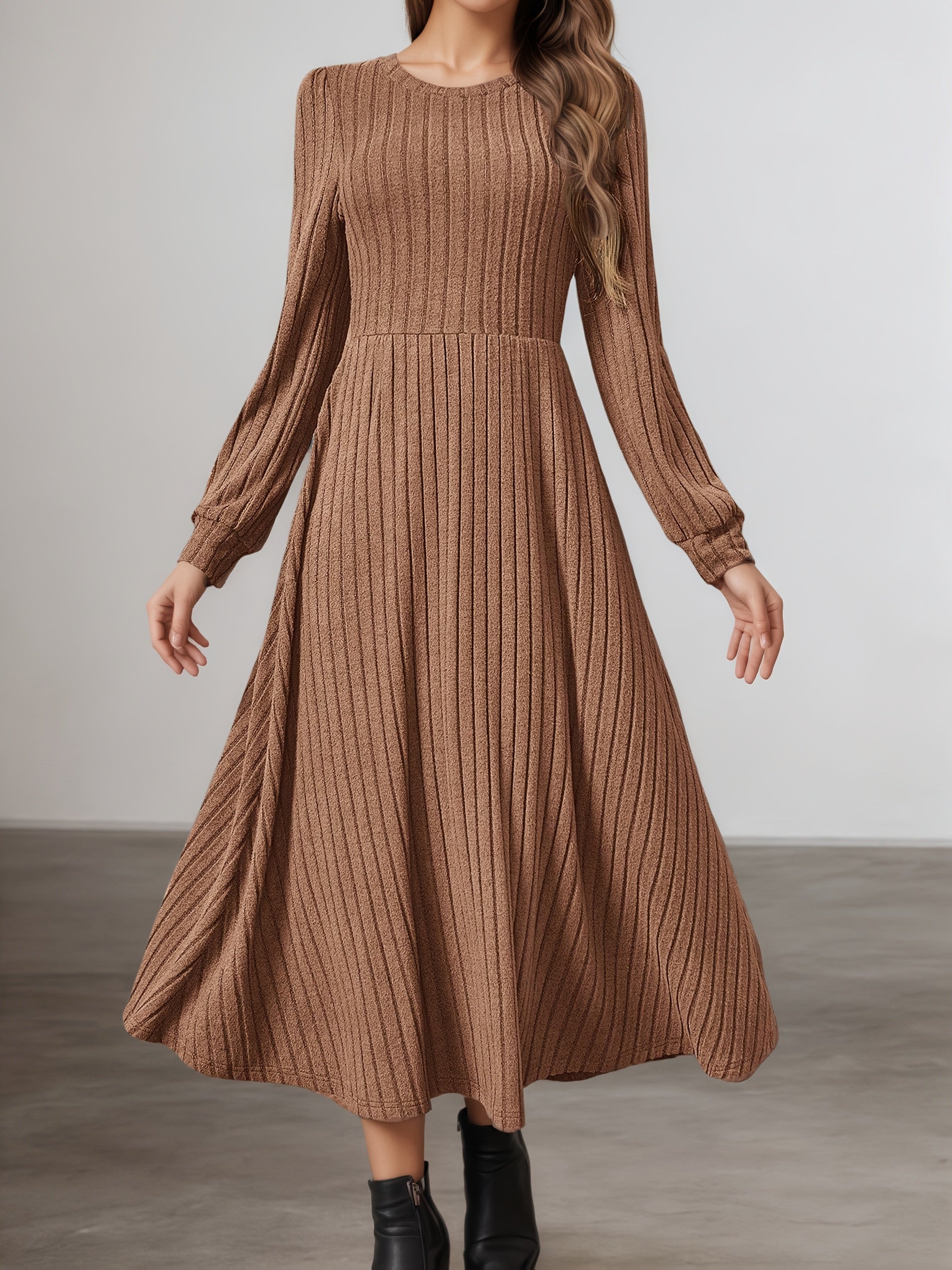 Anouk fall striped midi dress - styled outfit 1