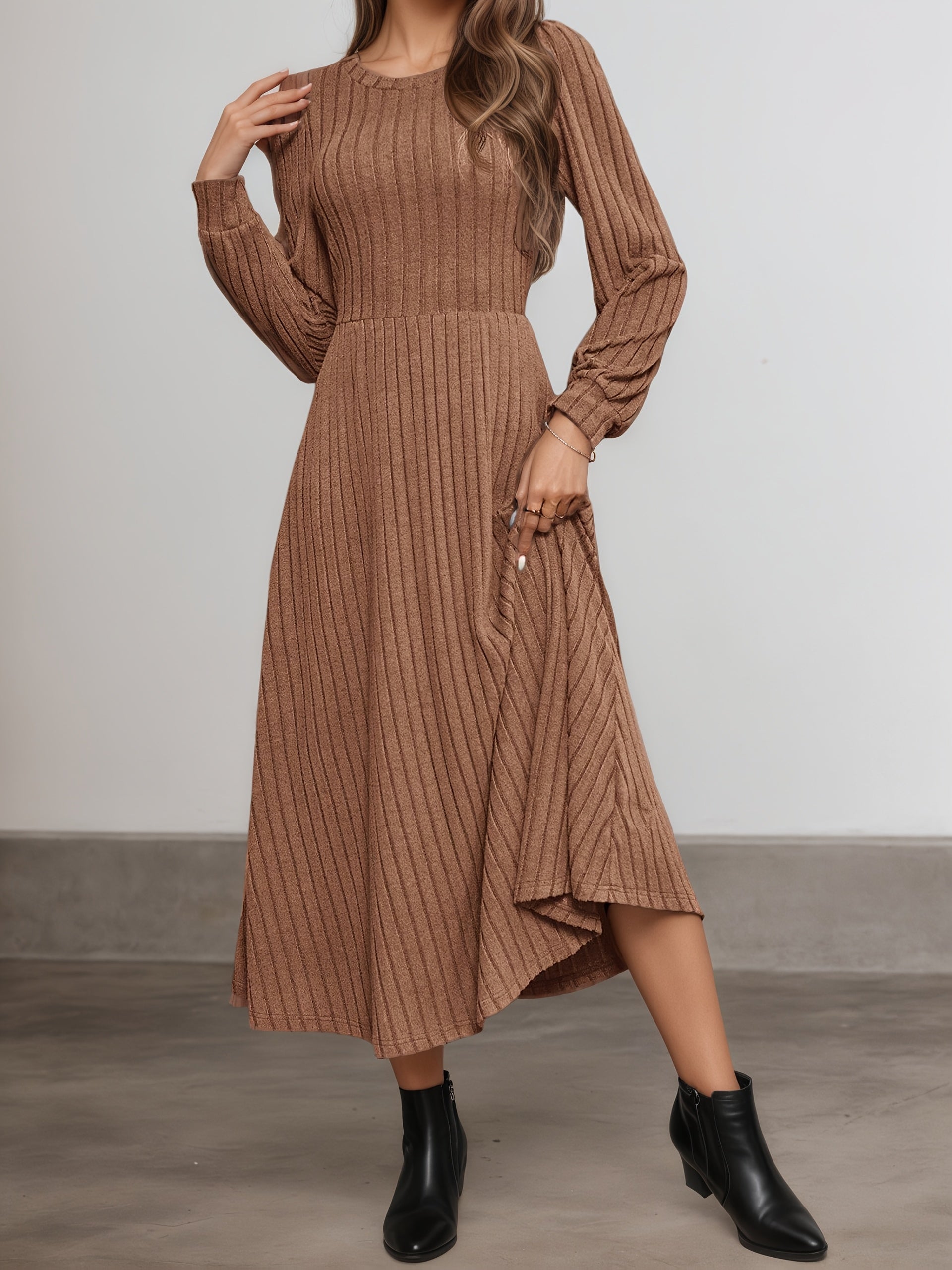 Anouk fall striped midi dress - color Green