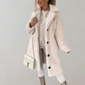 Anthea long teddy coat with lapel, apricot
