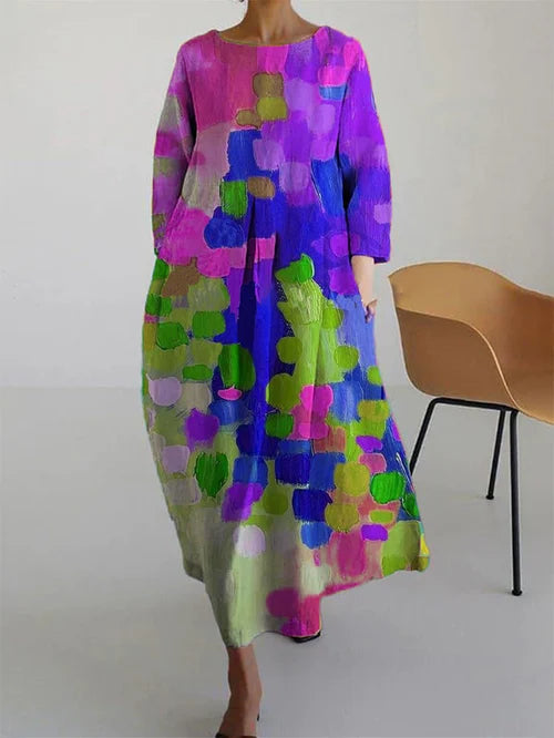 Antonella | Oversized Abstract Print Cotton Maxi Dress