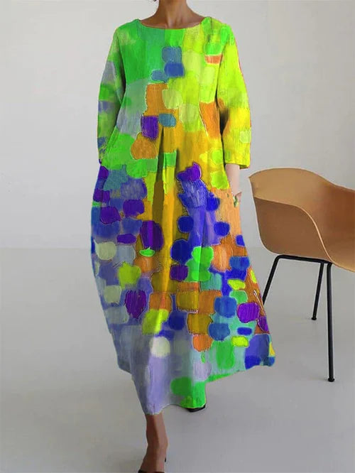 Antonella | Oversized Abstract Print Cotton Maxi Dress