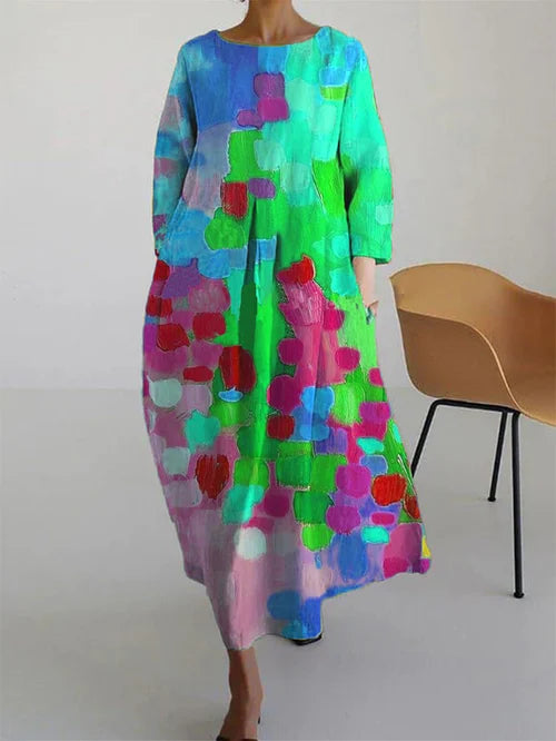 Antonella | Oversized Abstract Print Cotton Maxi Dress