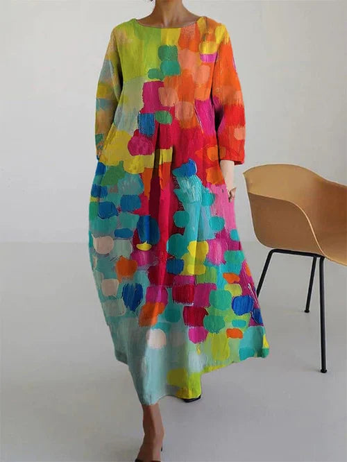 Antonella | Oversized Abstract Print Cotton Maxi Dress